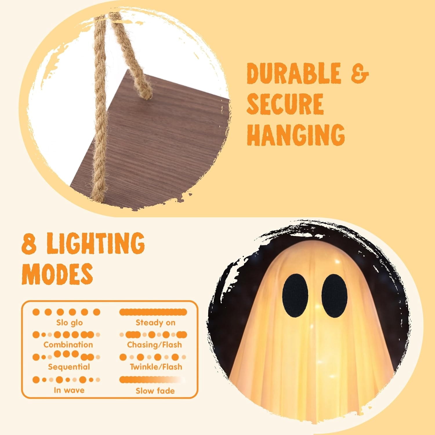 Joyfy 3 FT Halloween Hanging Swinging Skeleton,Light Up Creepy Grim Reaper with Black Hood Decorations for Halloween Hanging Decorations Indoor Outdoor Yard Home Decorations