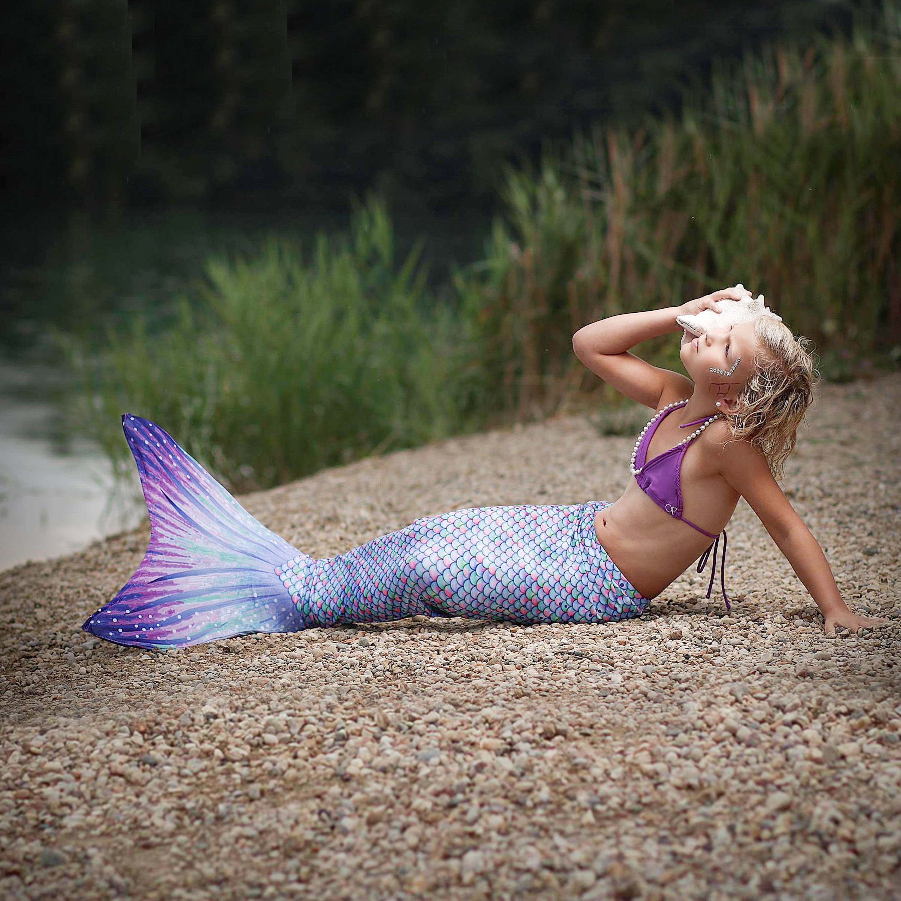Sun Tail Mermaid Blue Lagoon Tail Skin, Size Child Extra Large (Monofin Not included) for Girls