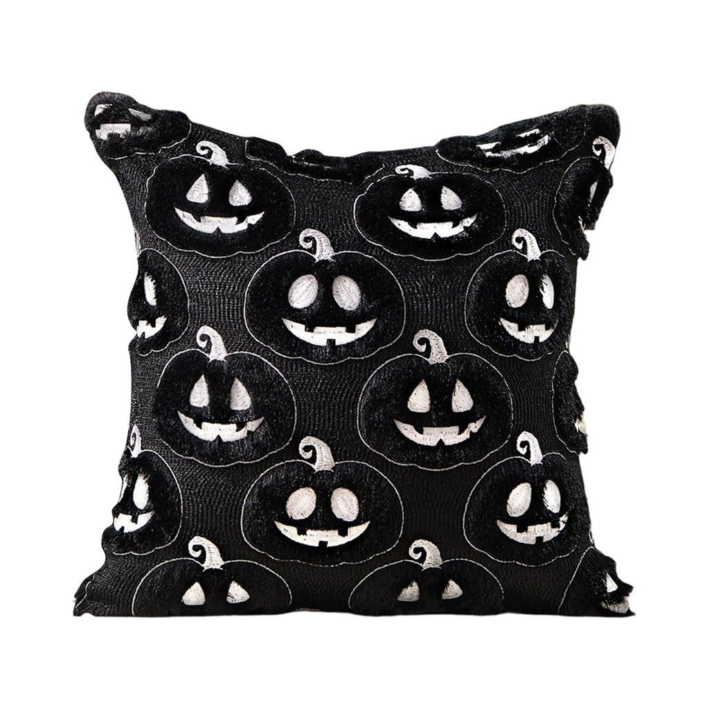 Halloween Ghost Reading Book Throw Pillow Cover, Spooky Library Bookshelf Skull Candlestick Decorative Pillowcase, Retro Halloween Cushion Cover