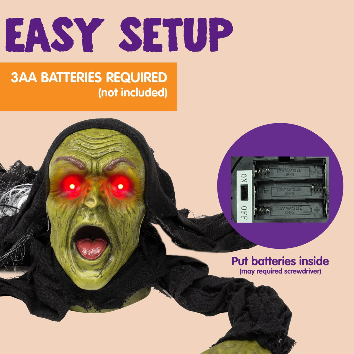 Joyfy Halloween Groundbreaker Halloween Decorations Zombie with Sound and Flashing Eyes,Outdoor Scary Halloween Yard Decorations