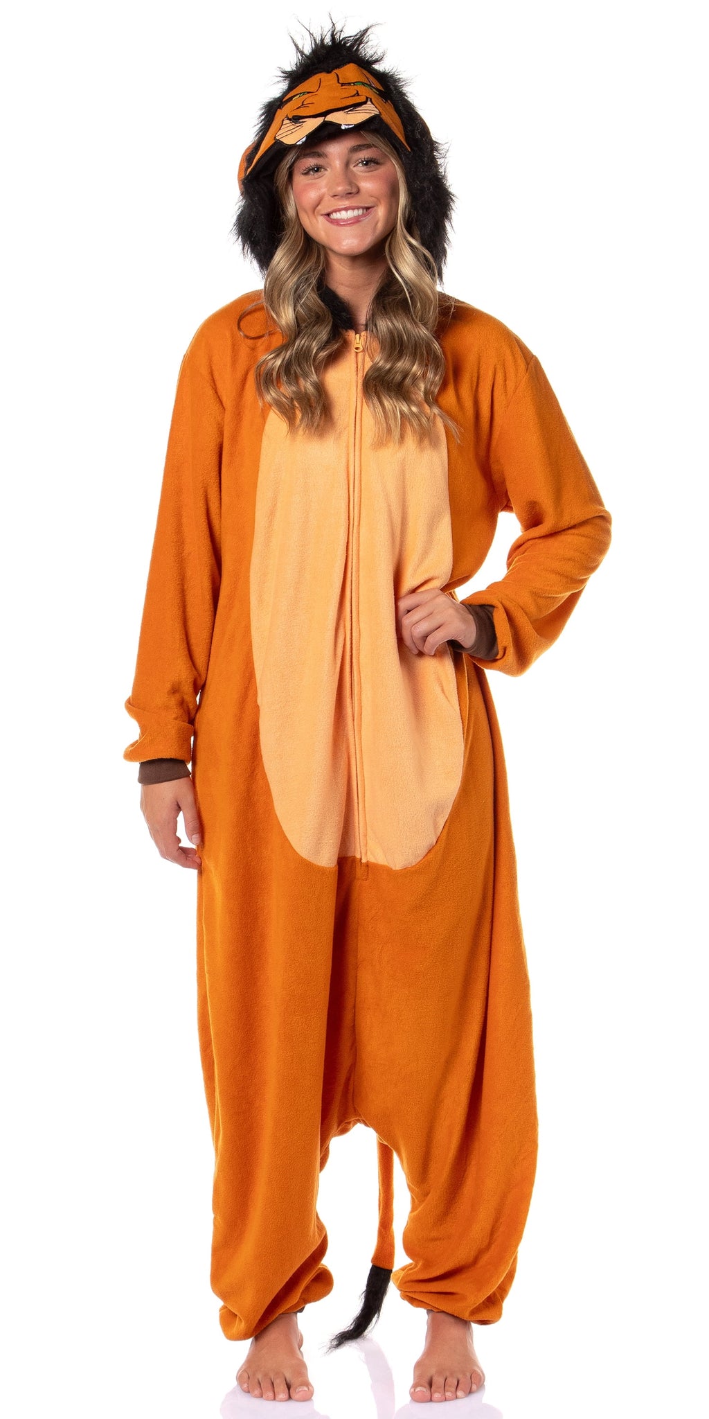 Disney The Lion King Scar Cozy Micro Fleece Villain Scar Costume Cosplay Men's One Piece Pajama Hooded Union Suit