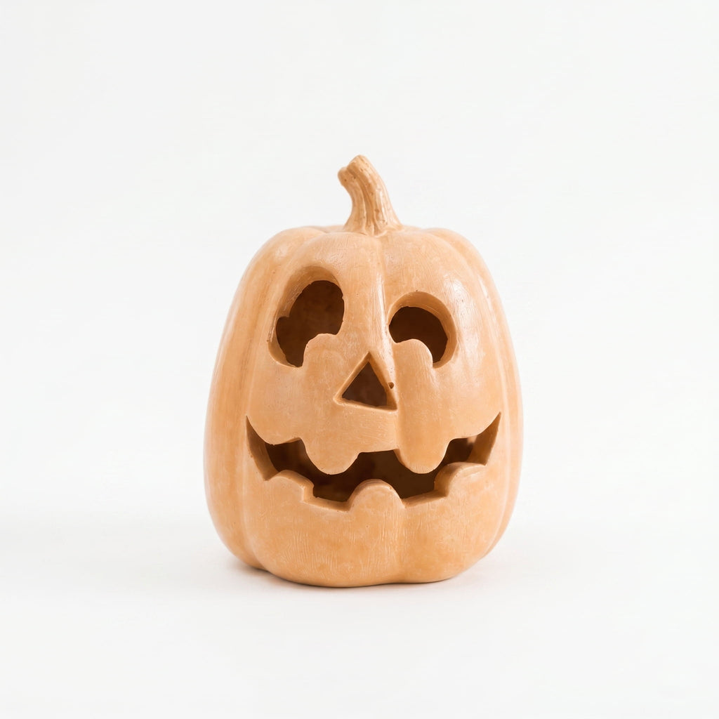 Halloween Handcrafted Jack-O'-Lantern, 5.5" Hand-Carved Pumpkin Decor, Durable Kiln-Fired Autumn Halloween Centerpiece for Indoor Tabletop, Mantle & Fall Home Decoration 2026