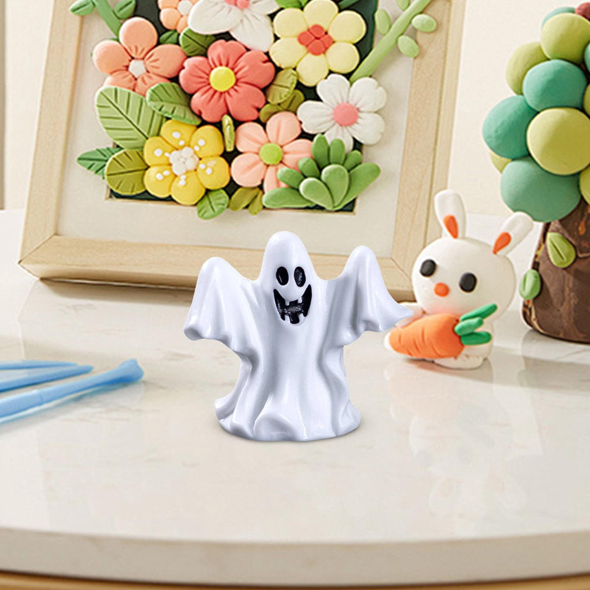 PEIBang Halloween Miniature Ghost Figurine 3.15 in Scary Resin Decor for Tabletop Shelf Display with Realistic Textures Dark-Tone Halloween Decoration