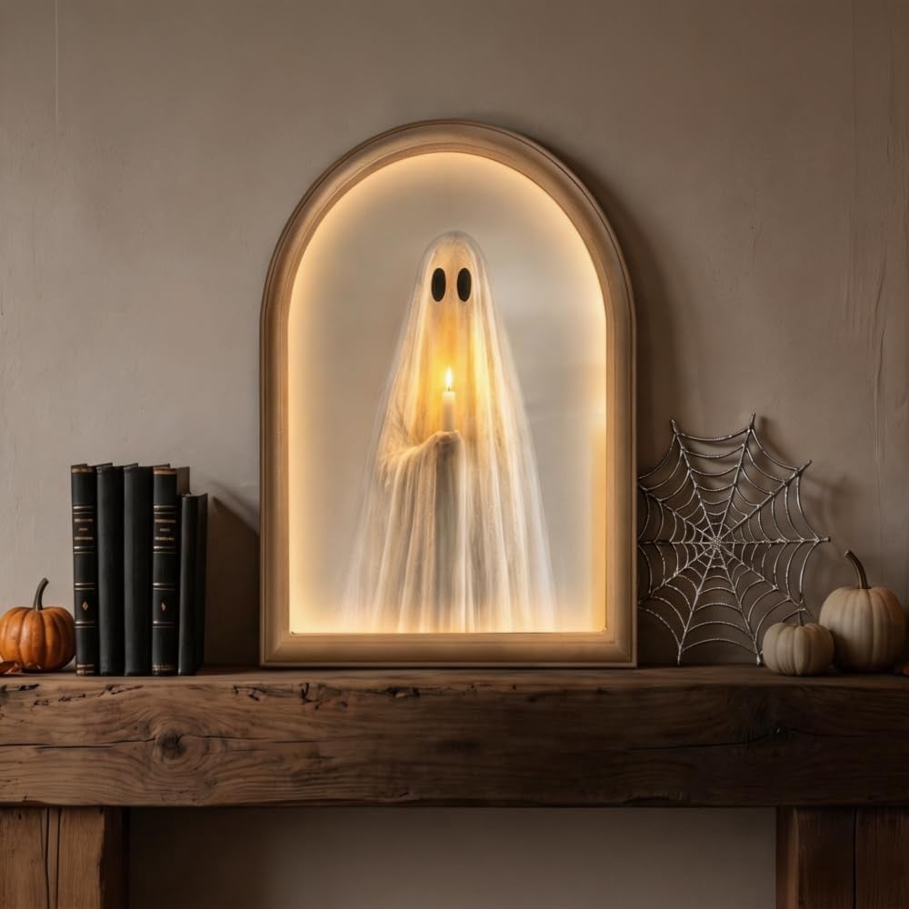 Clearance Martha Stewart Ghost Mirror,Light Up Ghost Mirror,Spooky Halloween Decorations Indoor for Wall Table Mantel Room Home Office Party