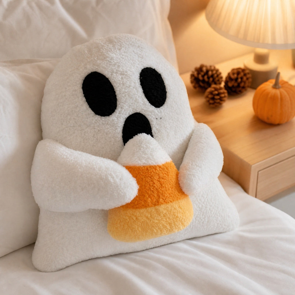 Halloween Ghost Reading Book Throw Pillow Cover, Spooky Library Bookshelf Skull Candlestick Decorative Pillowcase, Retro Halloween Cushion Cover