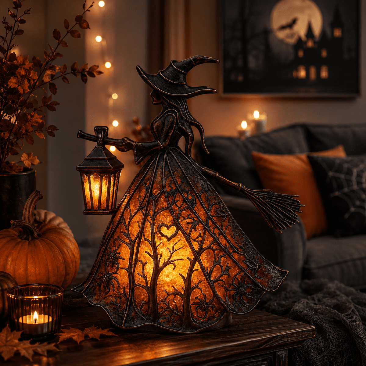 Diceymbol Halloween Decorations and Fall Decor, Halloween Venue Decoration Ghost Props LED Illuminated Ghost Decorations for Tabletop, Mantel, Shelf Indoor Outdoor 9.05 inch