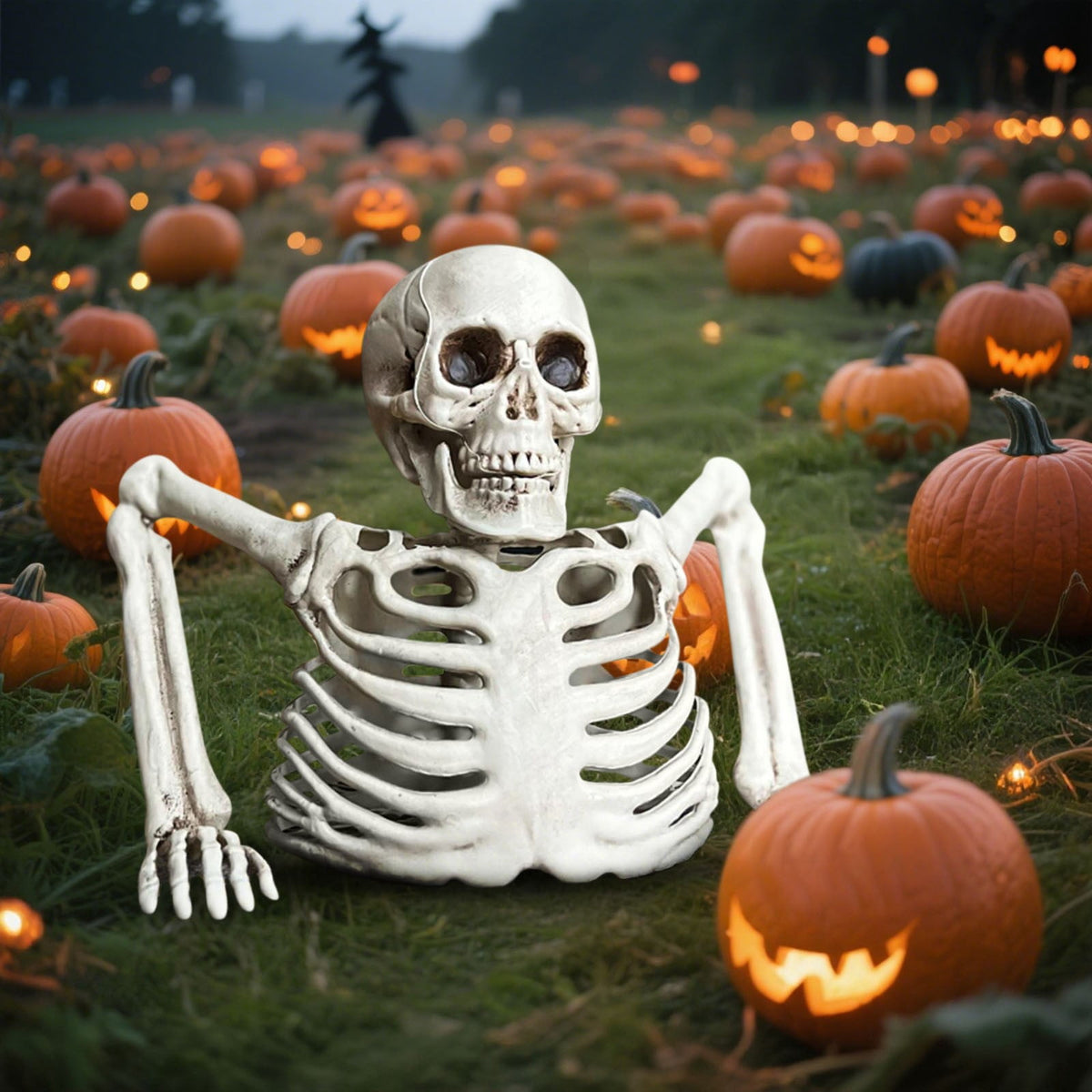 Halloween Decoration Under $10 Tabletop White Plastic Half Skeleton Halloween Prop Decoration