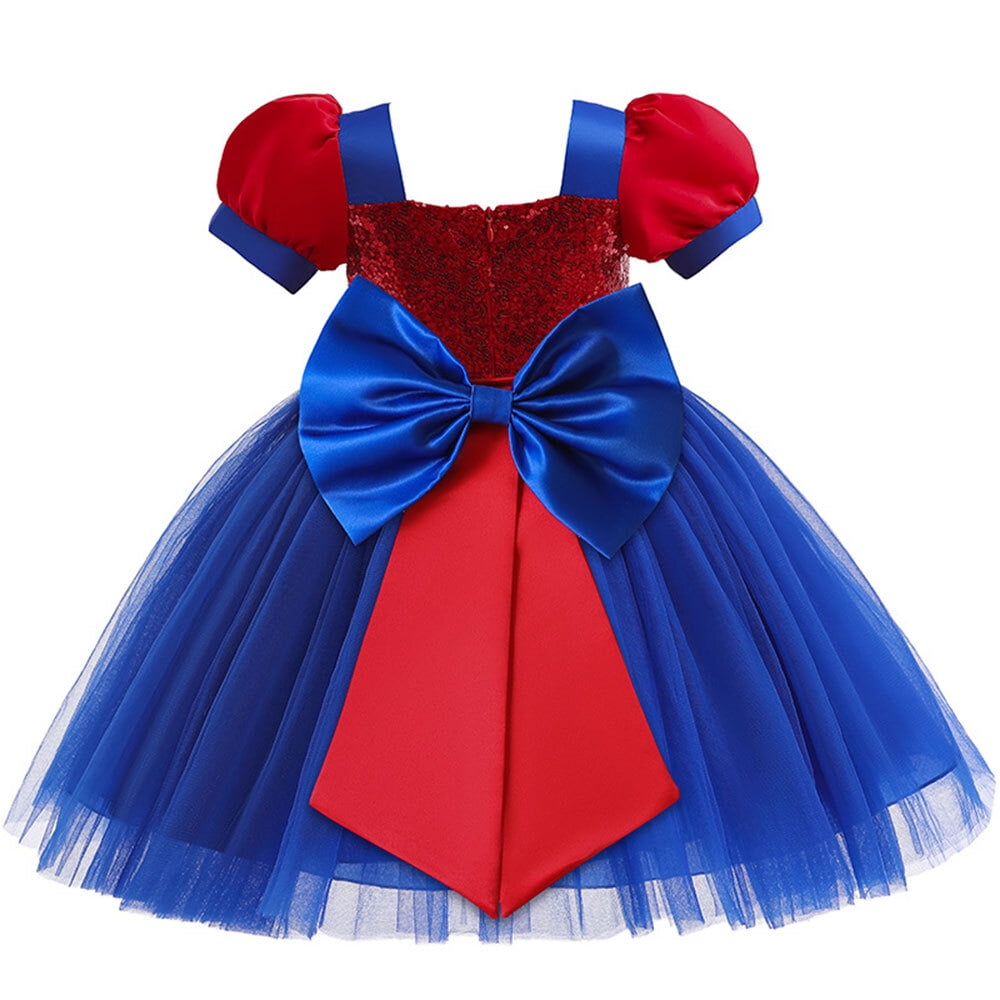 Girls Cartoon Costume Dress with Headband Short Sleeves Sequins Halloween Party Cosplay Dress Up