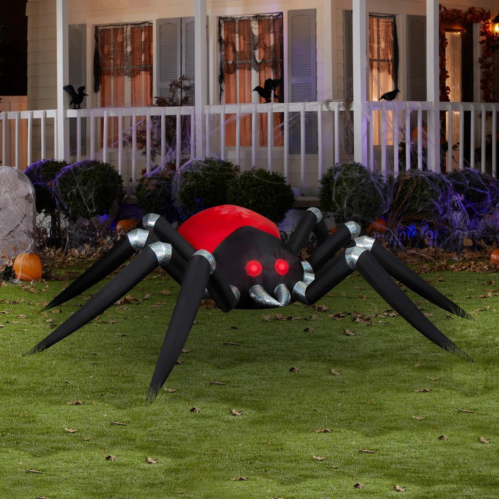 14 Ft. 6 Airblown Blowup Inflatable Black & Red Spider with Fire & Ice Projection Halloween Outdoor Yard Decoration