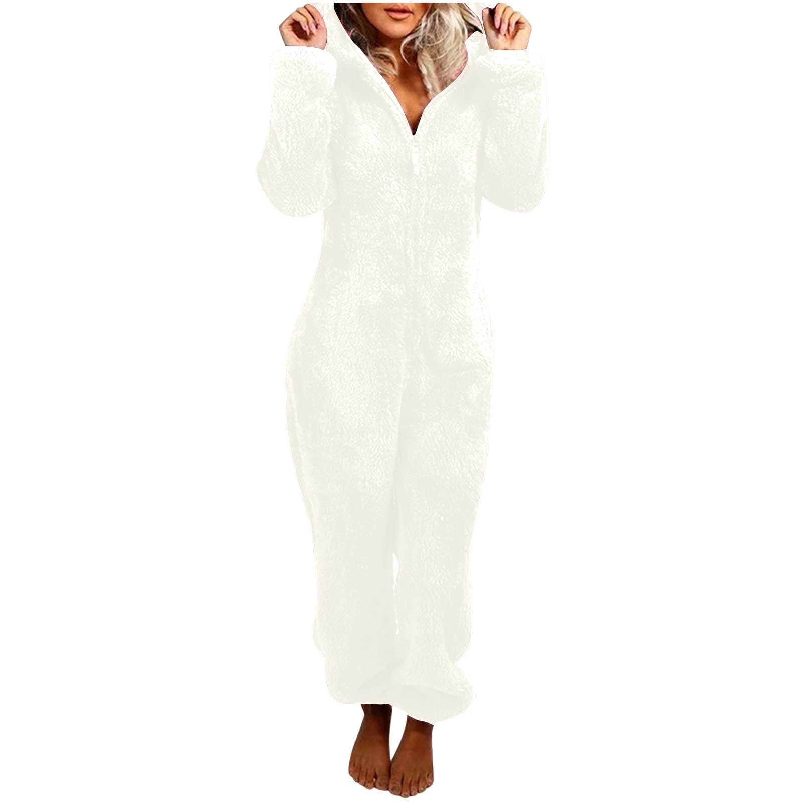 QATAINLAV Sherpa Fleece Jumpsuit for Women Winter Warm Fuzzy Onesie Pajamas Cute Cat Hooded Romper Casual Zip Up Overalls Sleepwear Black XL