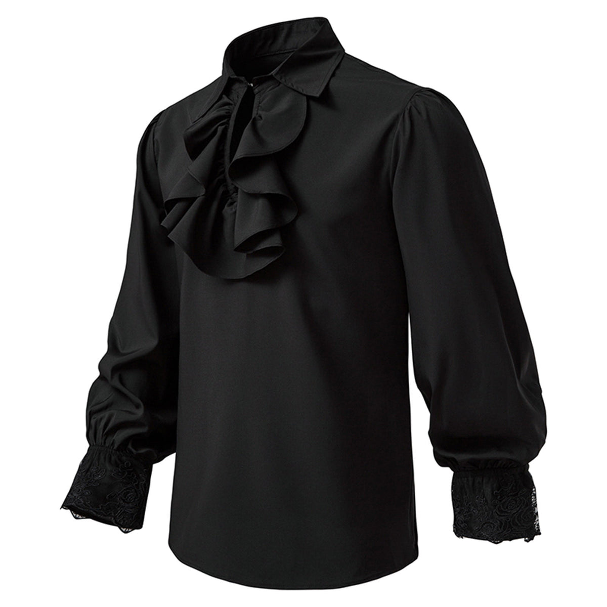 Men LYXSSBYX Mens Shirts Long Sleeve Pullover Stand Collar Ruffled Renaissance Shirt Steampunk Trumpet Sleeve Top