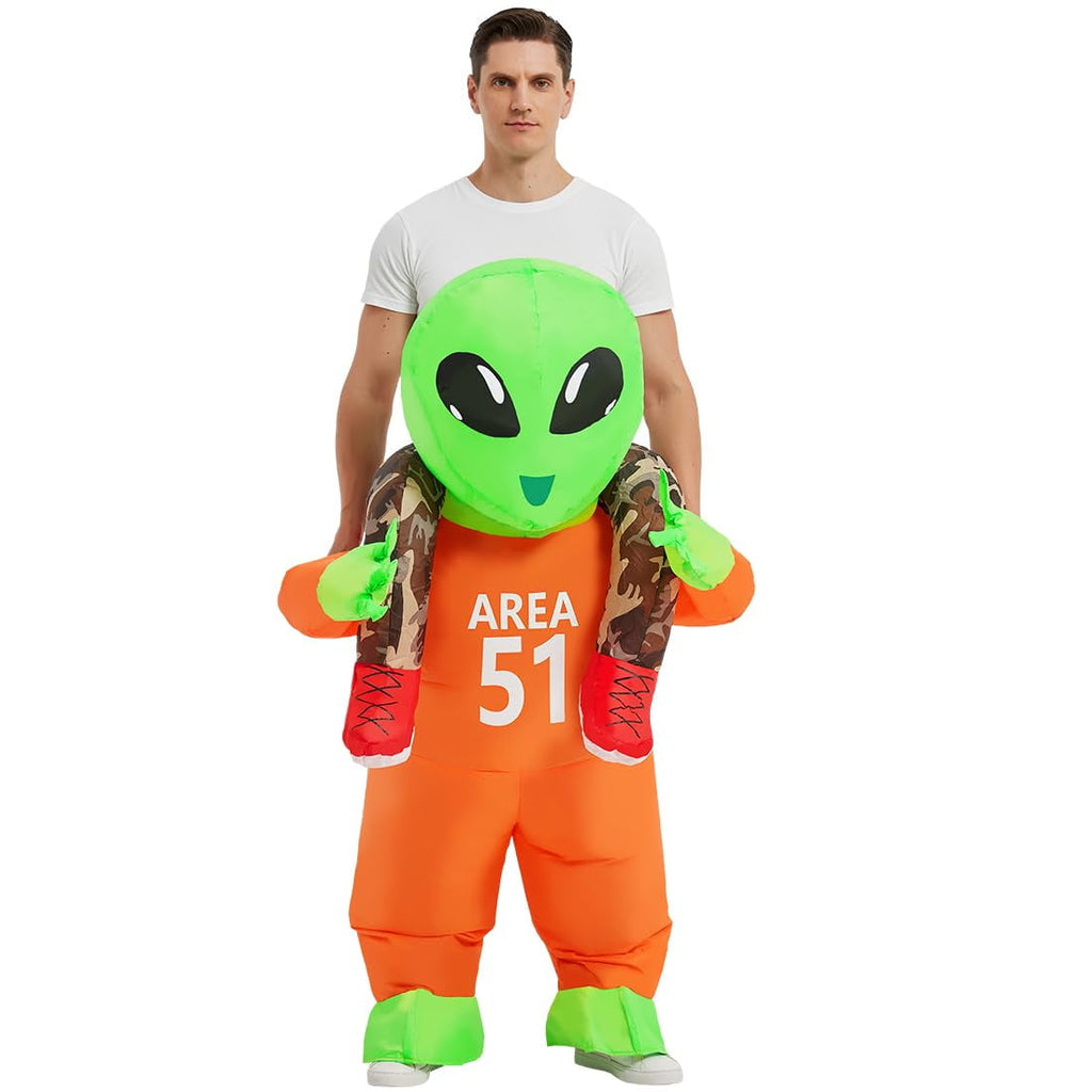 GOOSH Adult Alien Costume, Alien Inflatable Halloween Costume Blow Up Alien Costume Adult Size, Funny Men Women Unisex Blow Up Halloween Costumes for Halloween Holiday Party Cosplay