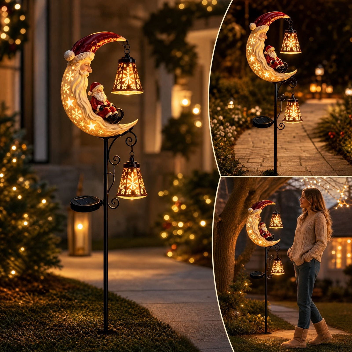 Halloween Witch Cauldron Garden Stake Lights, 2.7Ft LED Color Waterfall-Style Light Flow Flying Witch Garden Stake, Waterproof Weather Resistant Projector Lights for Outdoor Yard, Lawn, Pathway