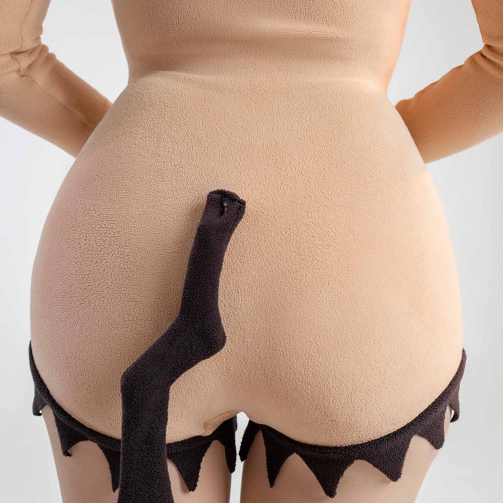 Women sexy Fluffy Hooded Bodysuit Halloween Deep V Kawaii One Piece Lingerie Rompers with Choker and Socks