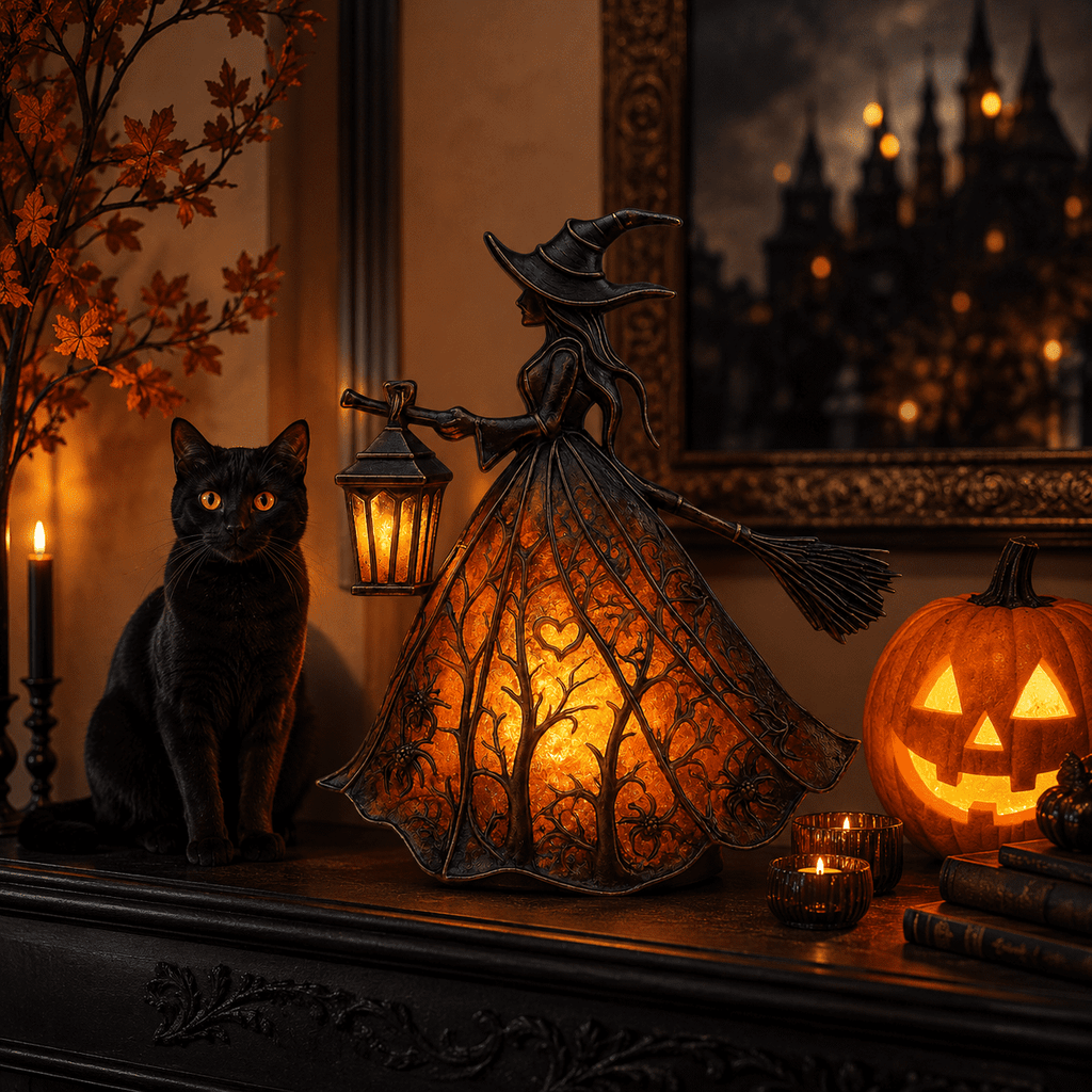 Diceymbol Halloween Decorations and Fall Decor, Halloween Venue Decoration Ghost Props LED Illuminated Ghost Decorations for Tabletop, Mantel, Shelf Indoor Outdoor 9.05 inch