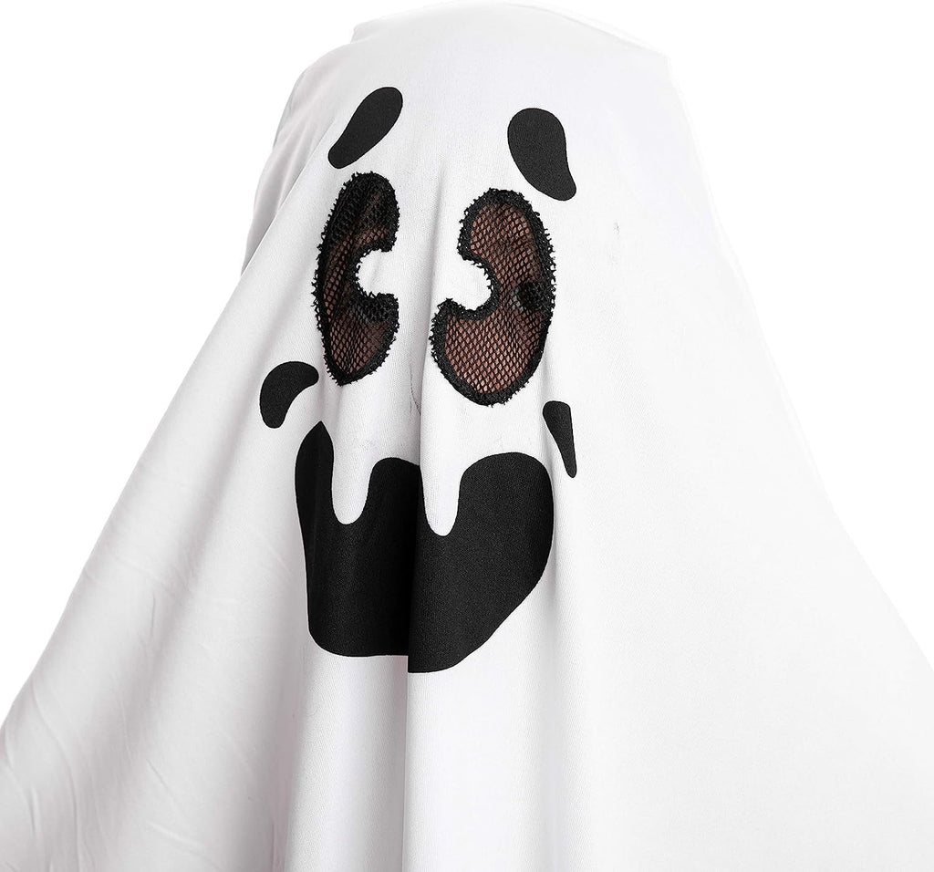 Joyfy Kids Ghost Costume, Halloween Ghost Costume, White Silent Ghost Costume with Pumpkin Bag for Toddler Boys Girls Halloween Party Dress Up Cosplay