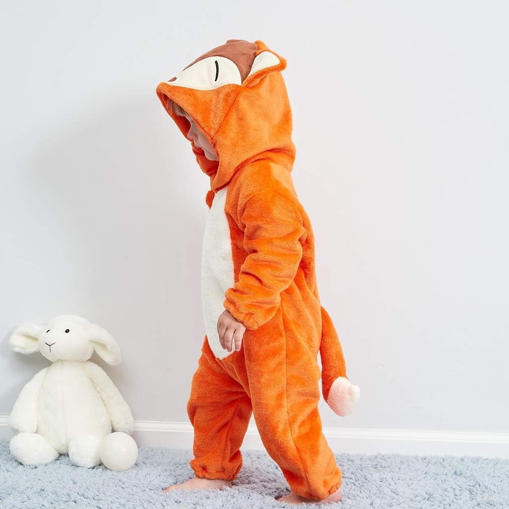 WIBACKER 0-3T Unisex Baby Animal Costume Winter Autumn Flannel Hooded Romper Christmas and Halloween Panda Cosplay Jumpsuit