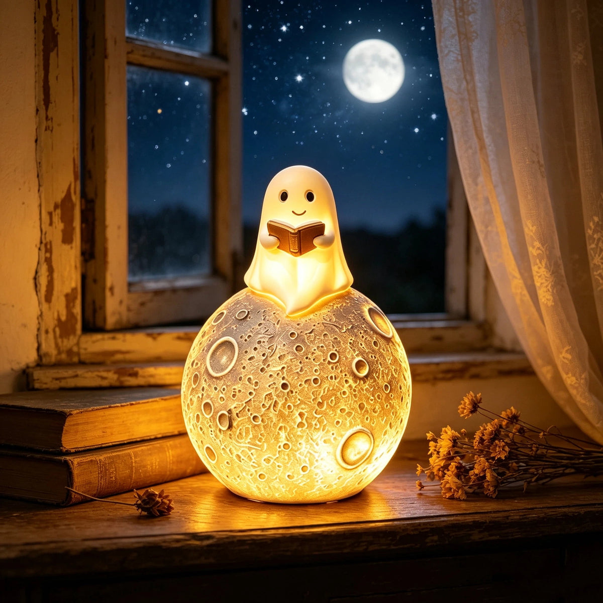 YZEGDCH Halloween 3D Ghost Campfire Flickering Night Light 2 Funny Roasting Marshmallows at Campfire LED Electric Faux Flameless Campfire Nightlight Funny Halloween Decor
