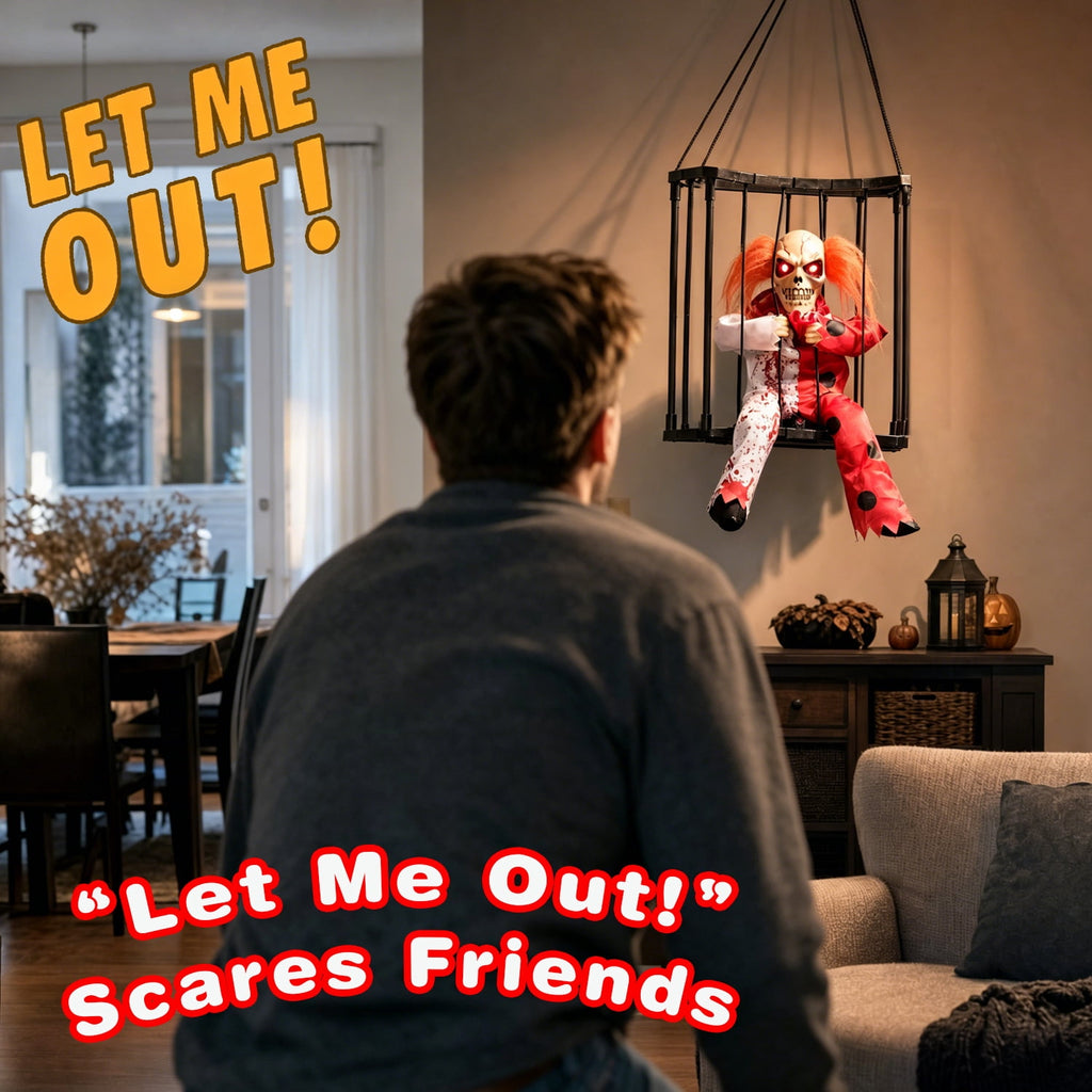 Magotan Screaming Animated Halloween Decorations, Outdoor Indoor Hanging Spooky Halloween Decoration, Scary Ghost Cage with Motion Sensor