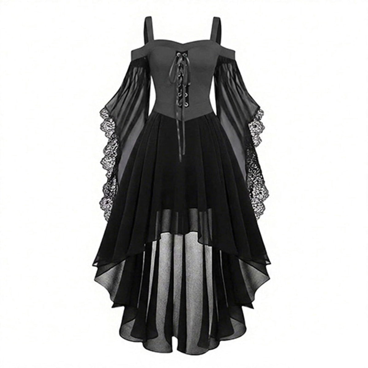 Witch Dress Women 2026 Halloween Costumes Woman Adults Medieval Vampire Butterfly Sleeve Mesh Gothic Outfits Red S