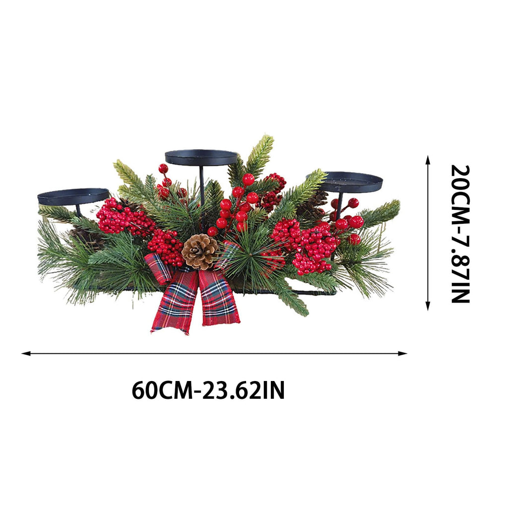 DAMAI Fall Centerpiece Table Decorations, 23.6'' L Assorted Artificial Pumpkins,Berries, Maple Leaves with 3 Candle Holders,Autumn Table Centerpiece for Harvest Party Thanksgiving Halloween