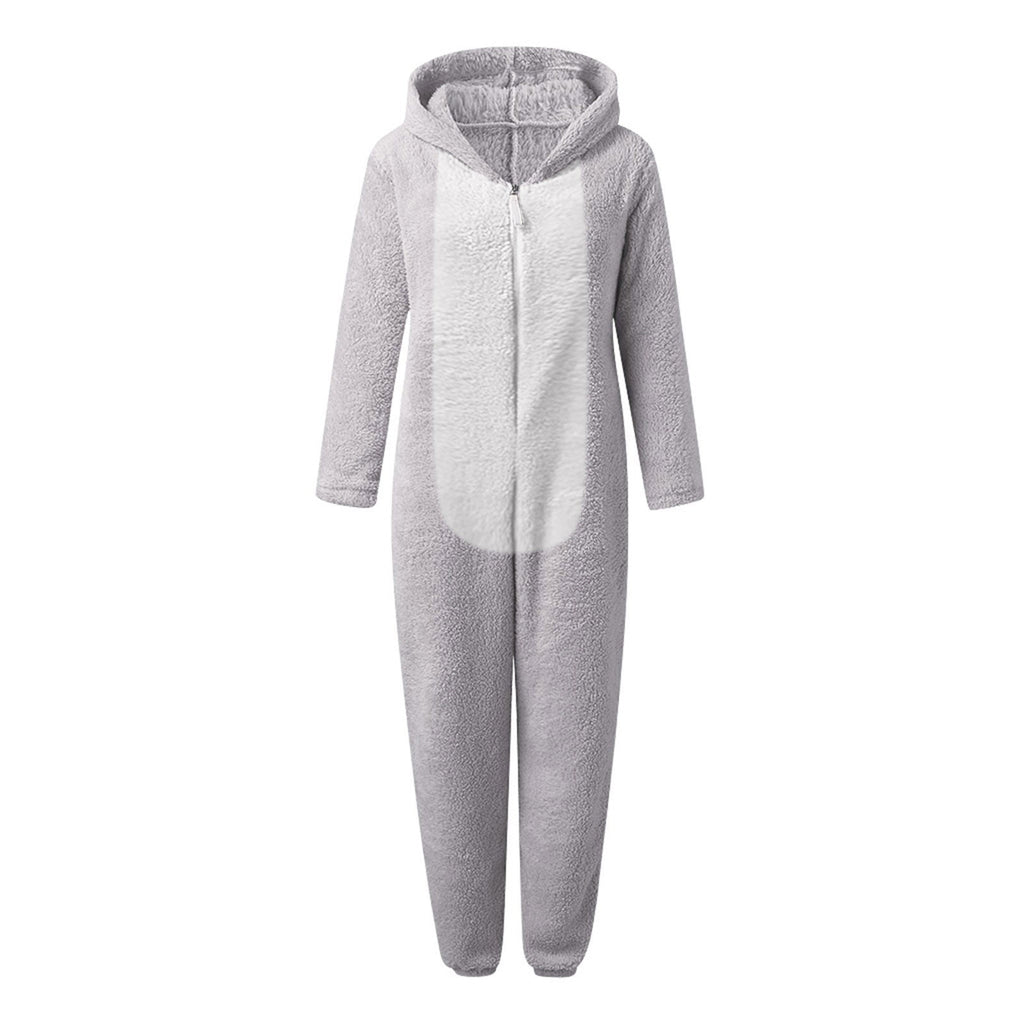 QATAINLAV Sherpa Fleece Jumpsuit for Women Winter Warm Fuzzy Onesie Pajamas Cute Cat Hooded Romper Casual Zip Up Overalls Sleepwear Black XL