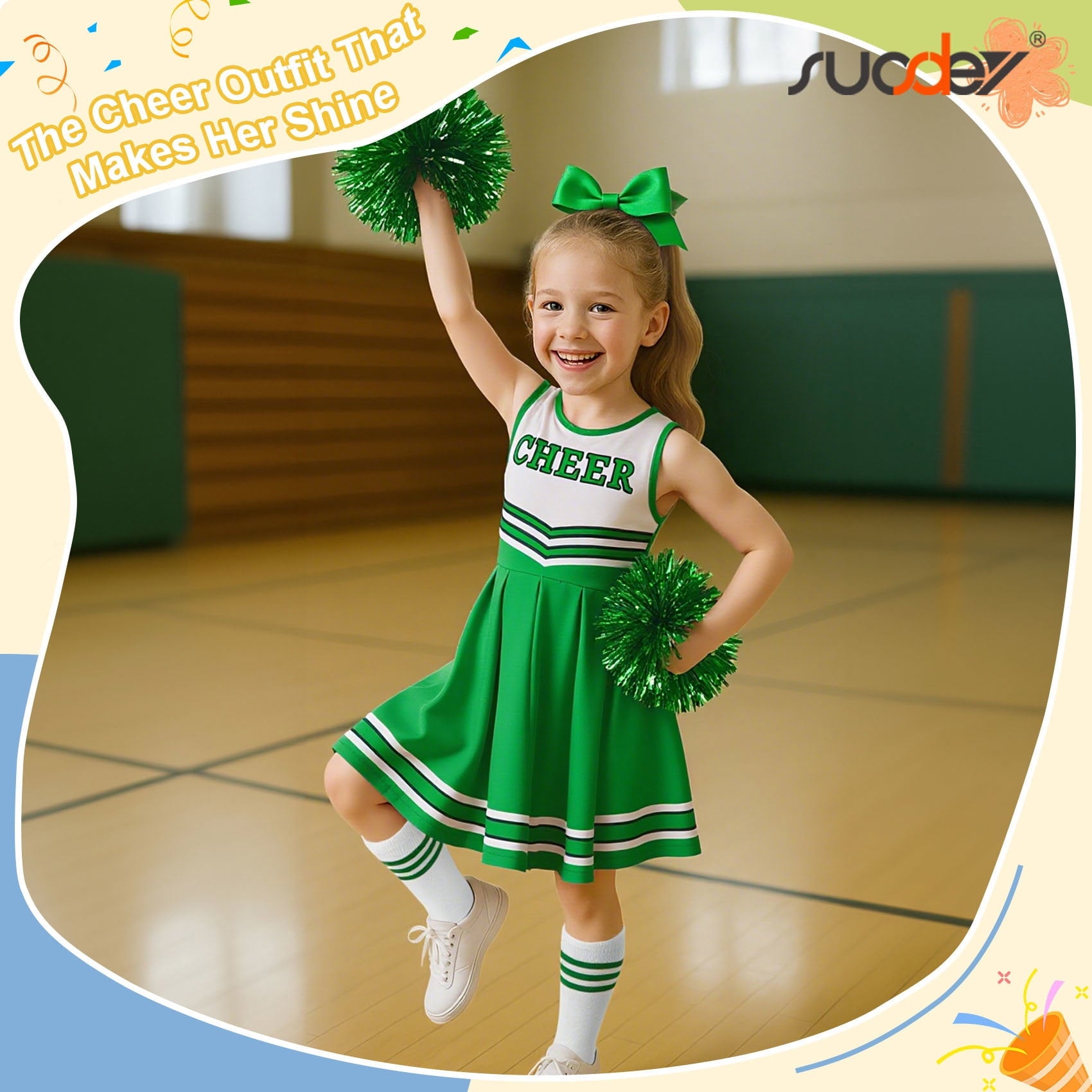 SUOSDEY Girls Cheerleader Costume Outfit Set,Kids Sleeveless Cheerleading Uniform for Party Birthday Halloween