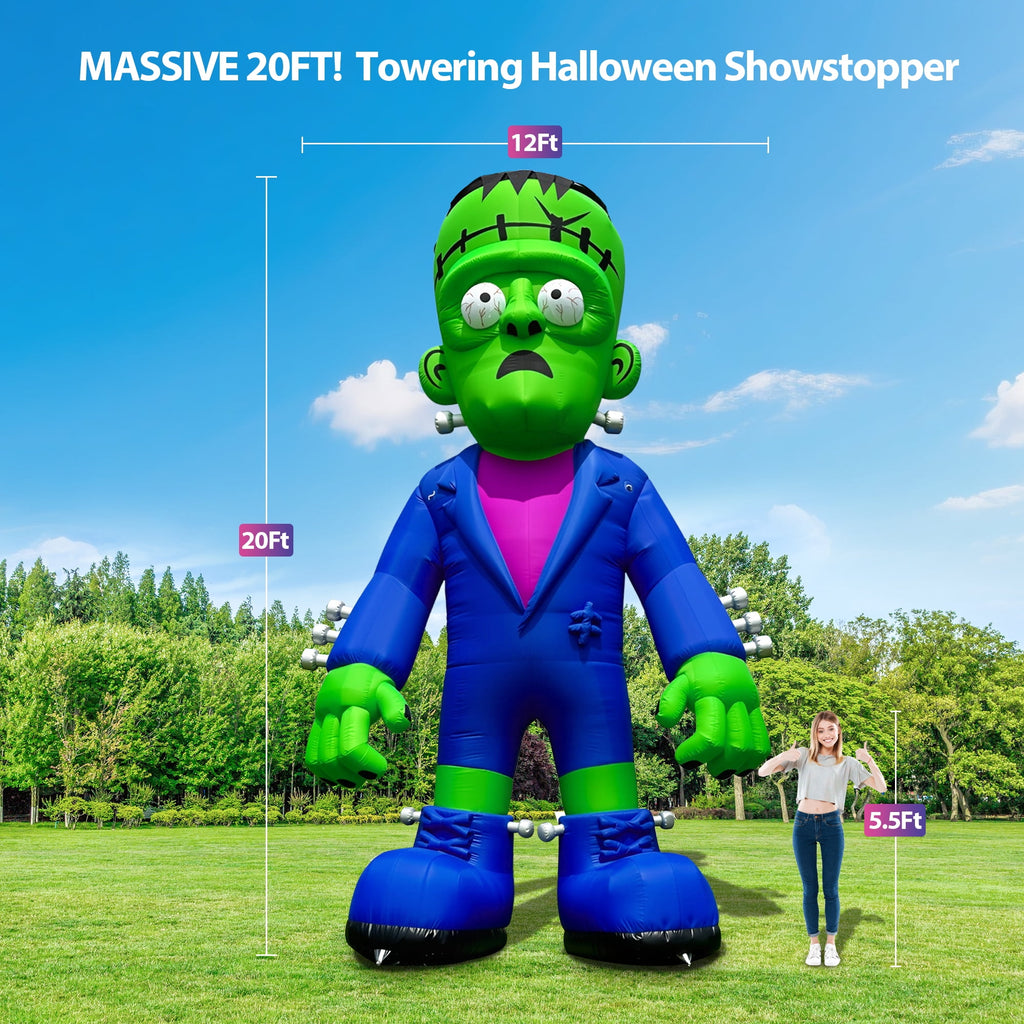 Wellcomer 20ft Giant Inflatable Frankenstein with Blower - Halloween Outdoor Decor