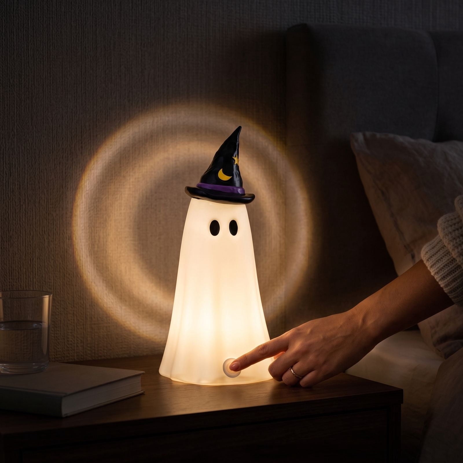 Halloween Decor Witch Hat Lamp, LED Halloween Night Light, Halloween Decorations Indoor, Witchy Decor for Shelf Mantel Table, Gothic Home Decoration