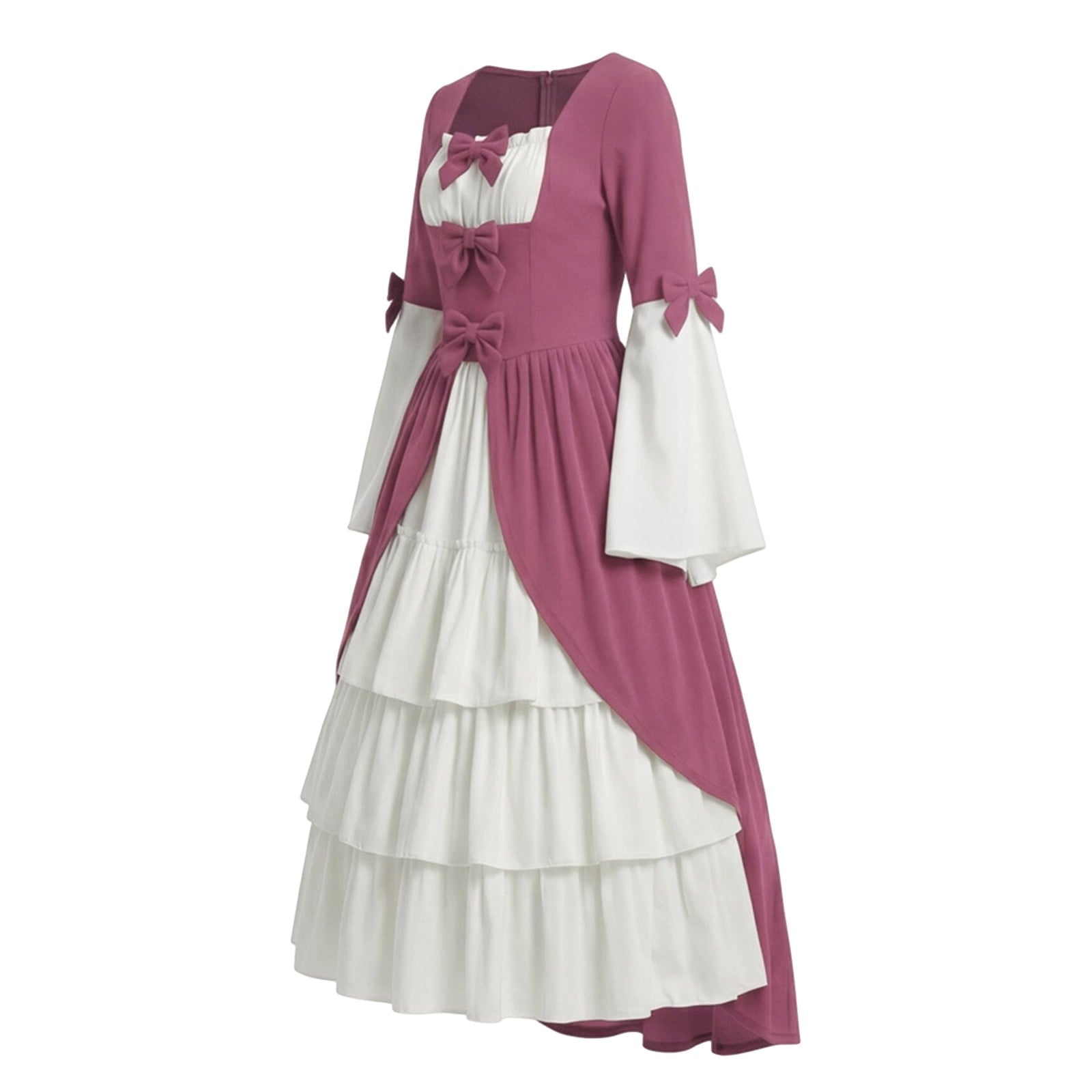 Gothic Dresses for Women Medieval Renaissance Halloween Costume Lace Up Corset High Low Ruffle Hem Square Neck Vintage Gown