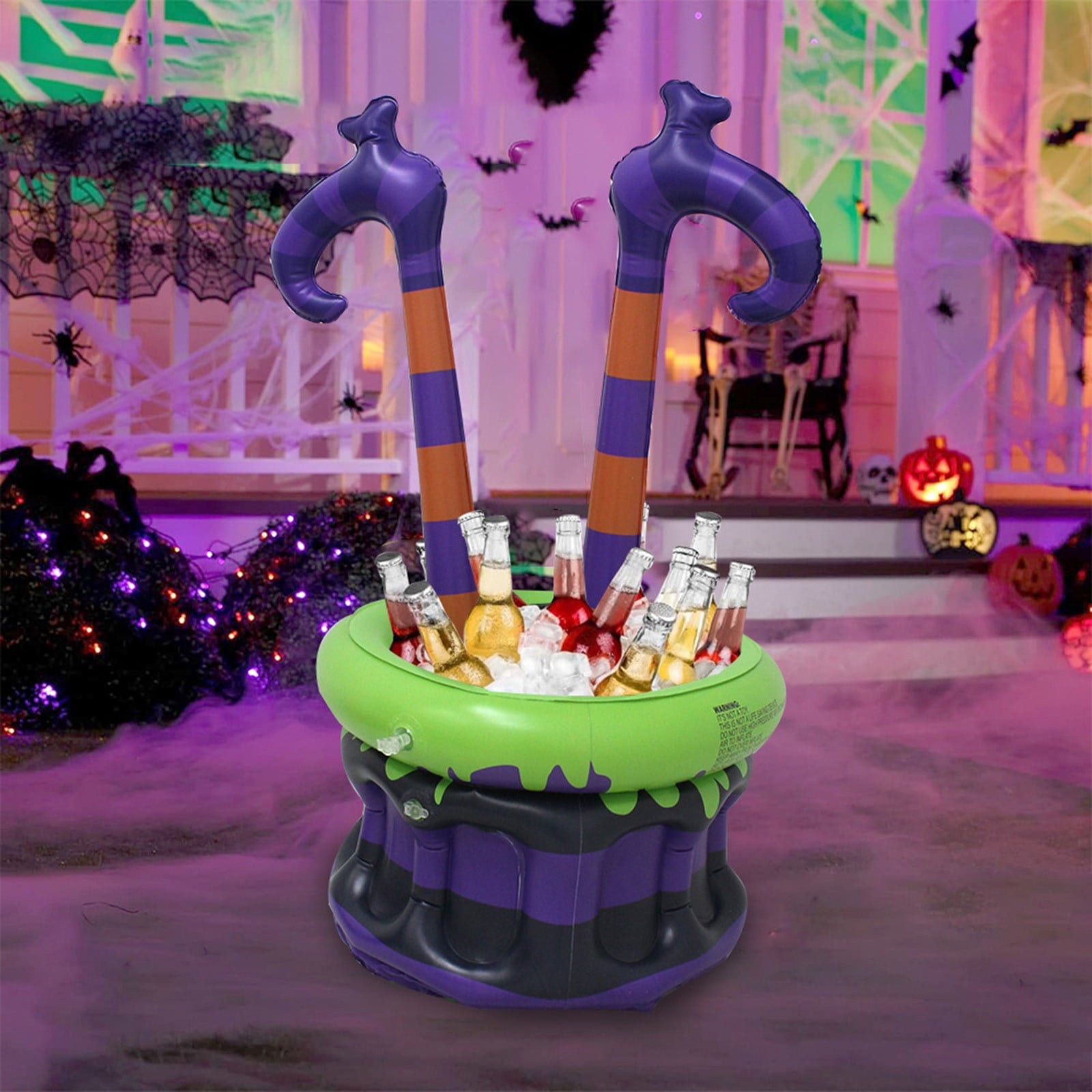 ShaoXinWan Halloween Inflatable Witch Leg Cauldron Cooler, Striped Wizard Leg PVC Ice Beverage Bucket, Themed Party Supply for Backyard, Picnic, Barbecue Layout