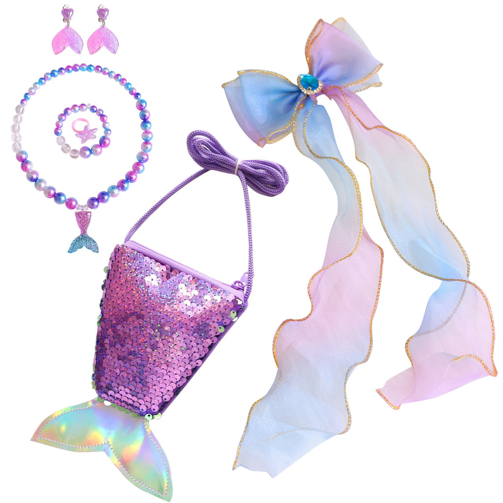 Princess Mermaid Costume for Girls Ariel Dress up Kids Cosplay Outfit with Accessories 2-10Years