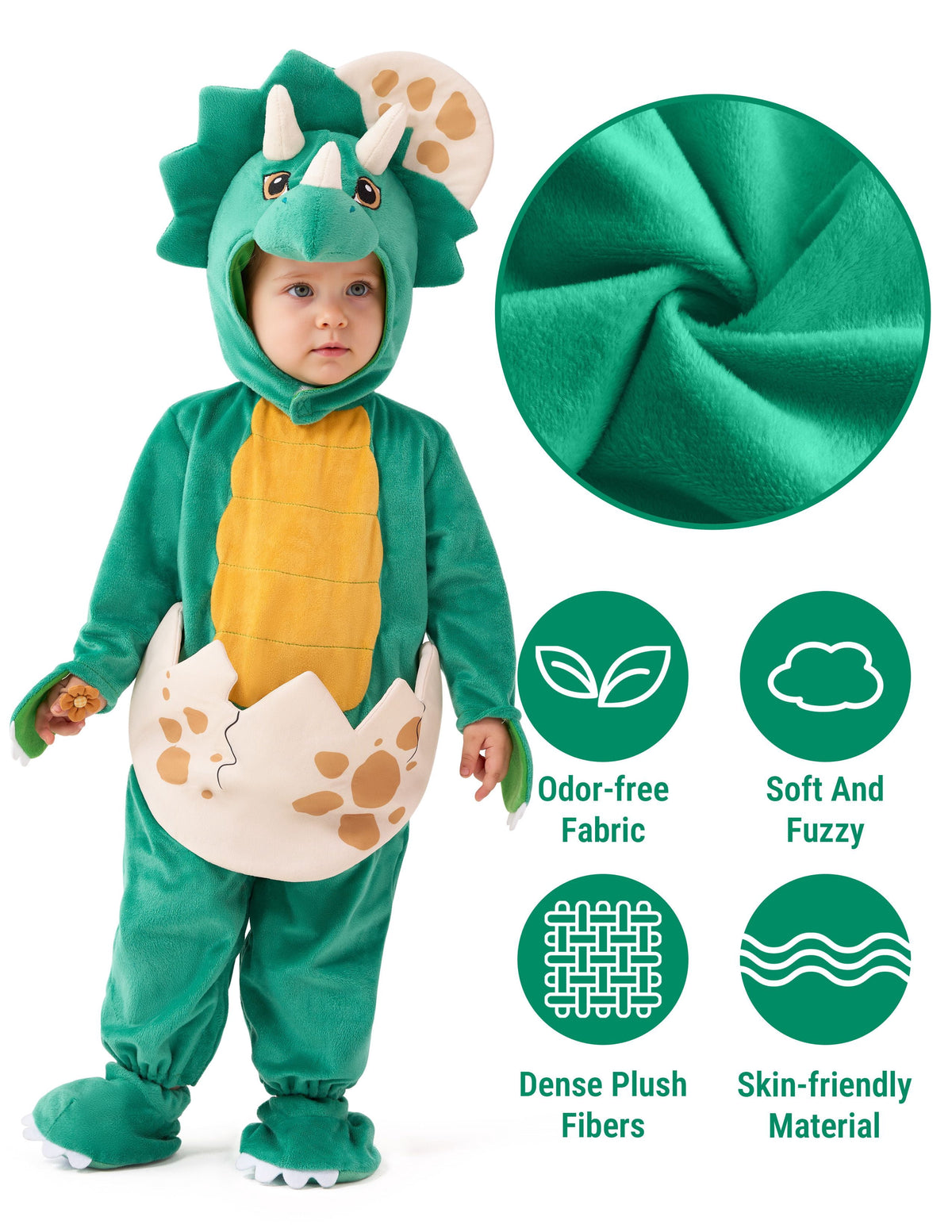 Joyfy Halloween Realistic Blue Tyrannosaurus Rex Children's Dinosaur Costume (with Egg) Suitable for Infant and Toddler Halloween Dress up Party