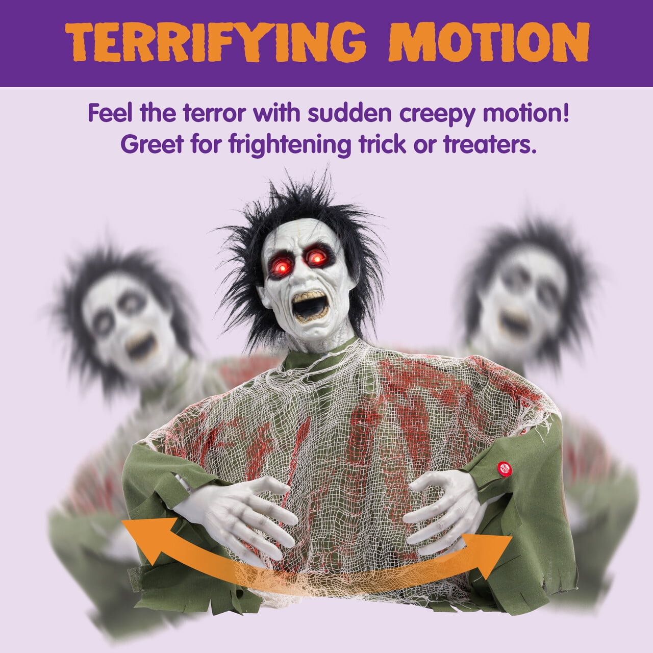 Joyfy Halloween Groundbreaker Animated Halloween Decorations Zombie with Crawling Creepy Animatronic Decorations with Movable Arms,Outdoor Scary Halloween Yard Decorations