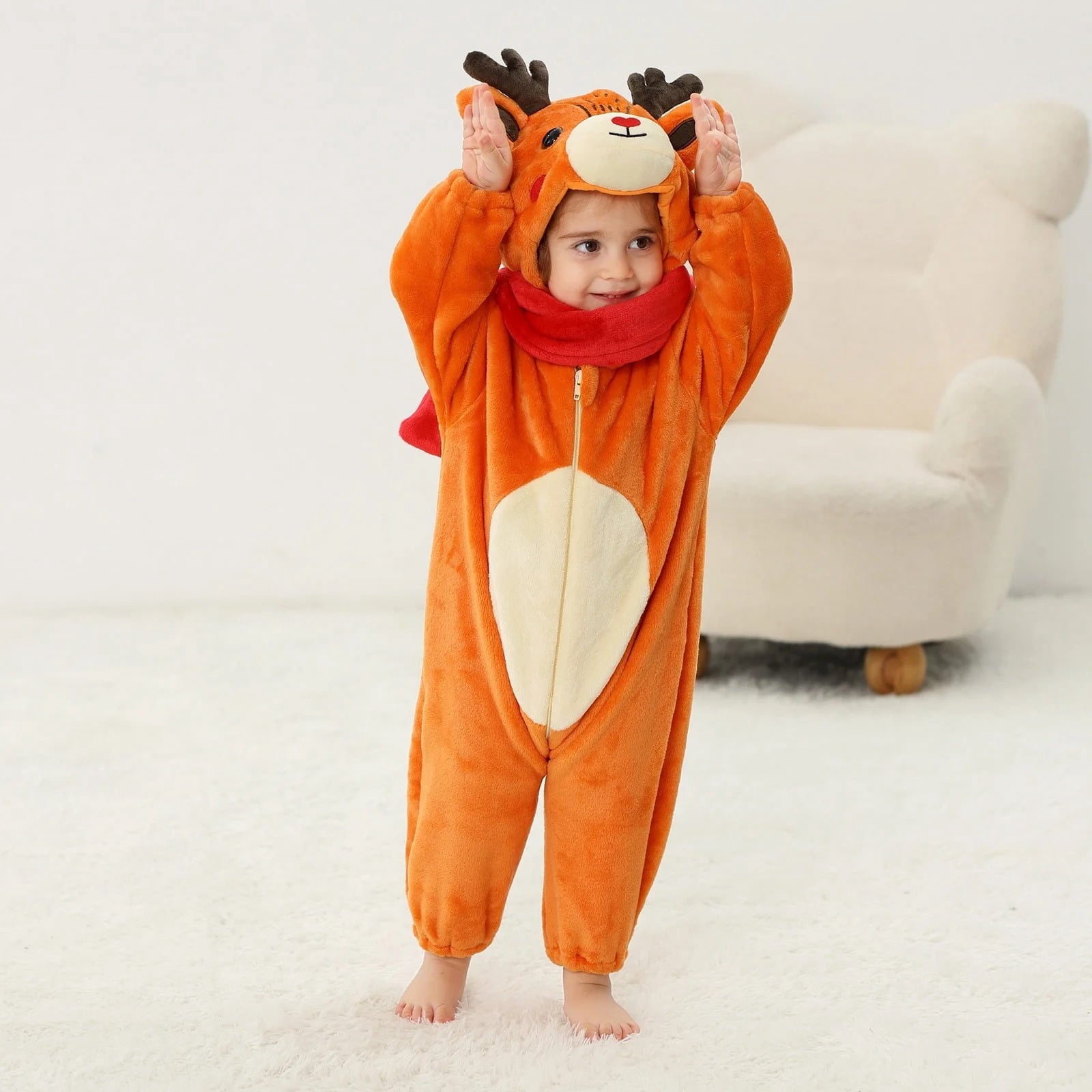 WIBACKER 0-3T Unisex Baby Animal Costume Winter Autumn Flannel Hooded Romper Christmas and Halloween Dinosaur Cosplay Jumpsuit