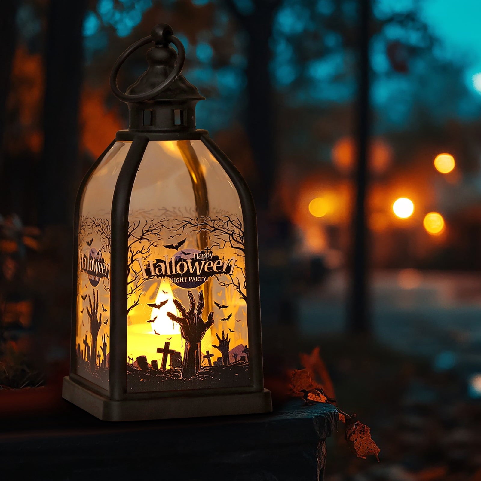 Cheapark Halloween Lanterns Decorations, Battery Operated Black Pumpkin Witch Lanterns, Flickering Light For Indoor Party Home Decor