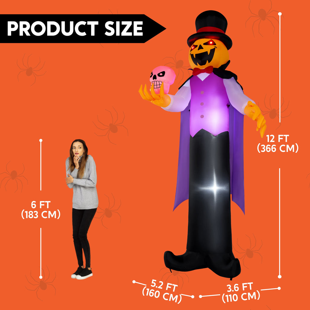 Joyfy 12 FT Halloween Inflatable Giant Grim Reaper Decoration with Built-in LEDs,Grim Reaper with Scythe Halloween Decorations Outdoor Blow Up Yard Lawn Decoration