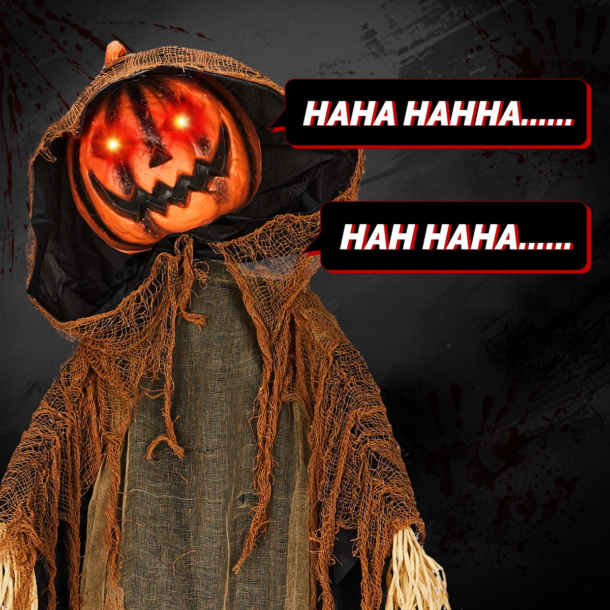 Ktaxon 6ft Pumpkin Man Animated Animatronic Decoration Creepy Halloween w/ Classic Cape Creepy Cloaked Jack-o'-Lantern for Porch & Yard