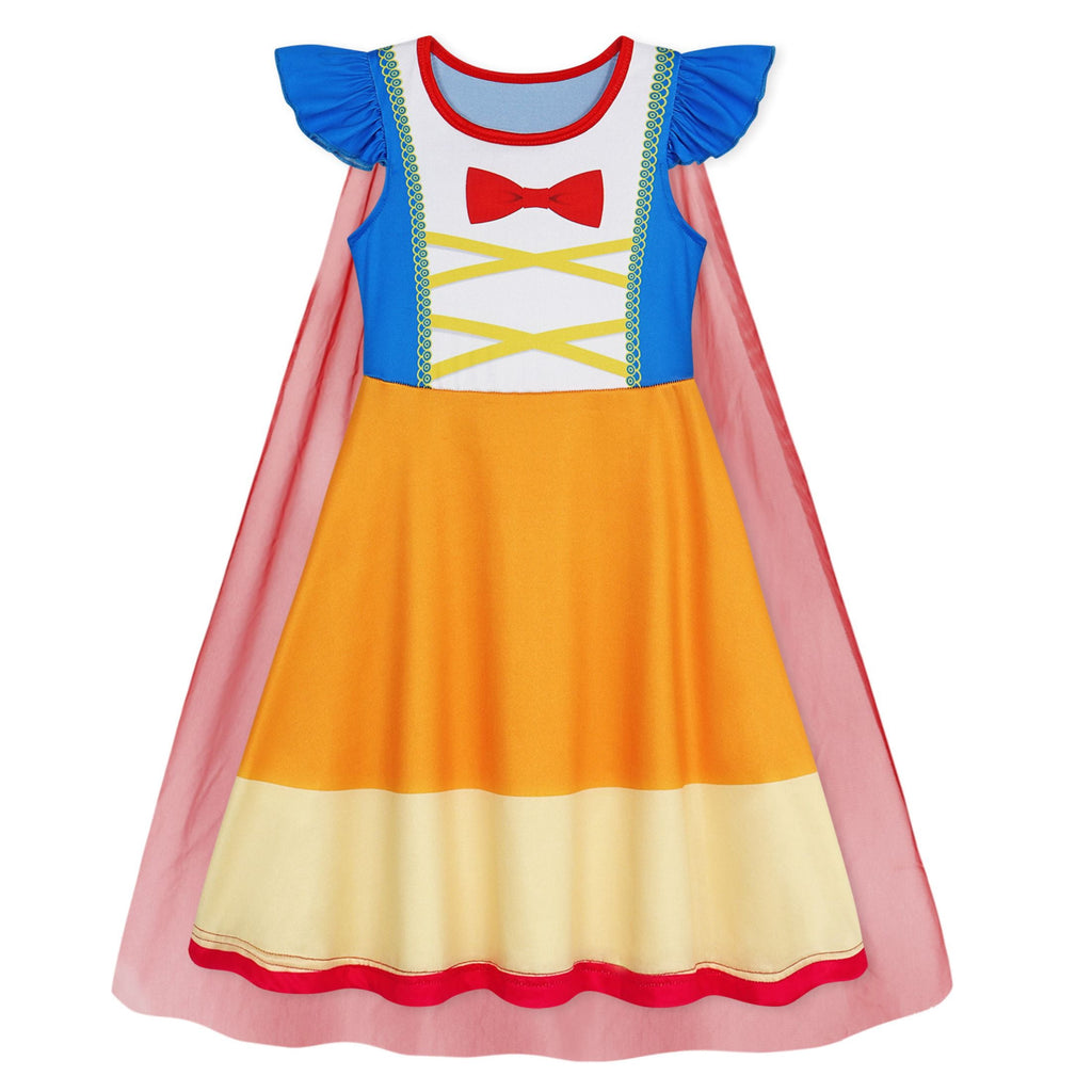 Benylion Girls Ice Princess Dress Halloween Cosplay Costumes With Tulle Cape Kids Birthday Party Dress up Outfit for 7-8 Years