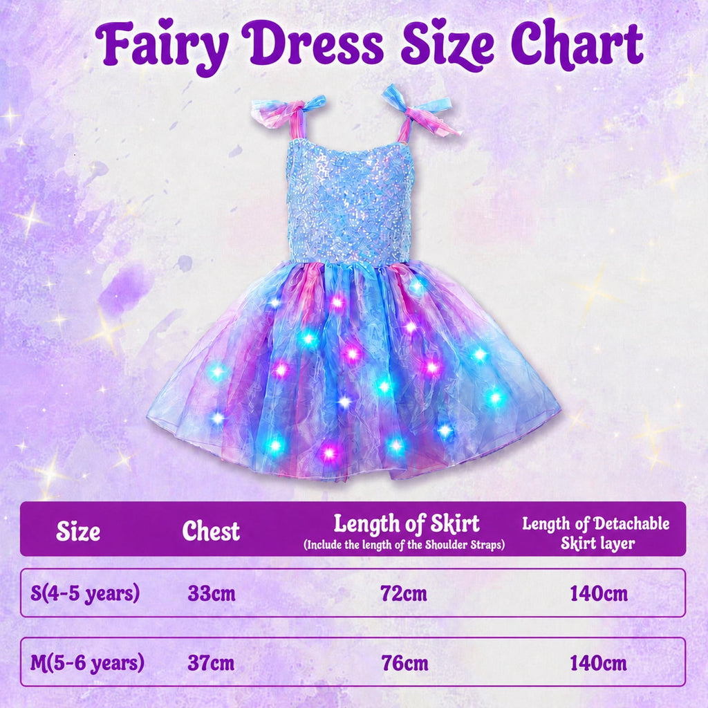 WonderStone Princess Dress for Girls, Fairy Costume Dress-Up with Luxury Accessories, Purple Tutu Outfit for Birthday Parties, Kids & Toddlers Ages 5-6
