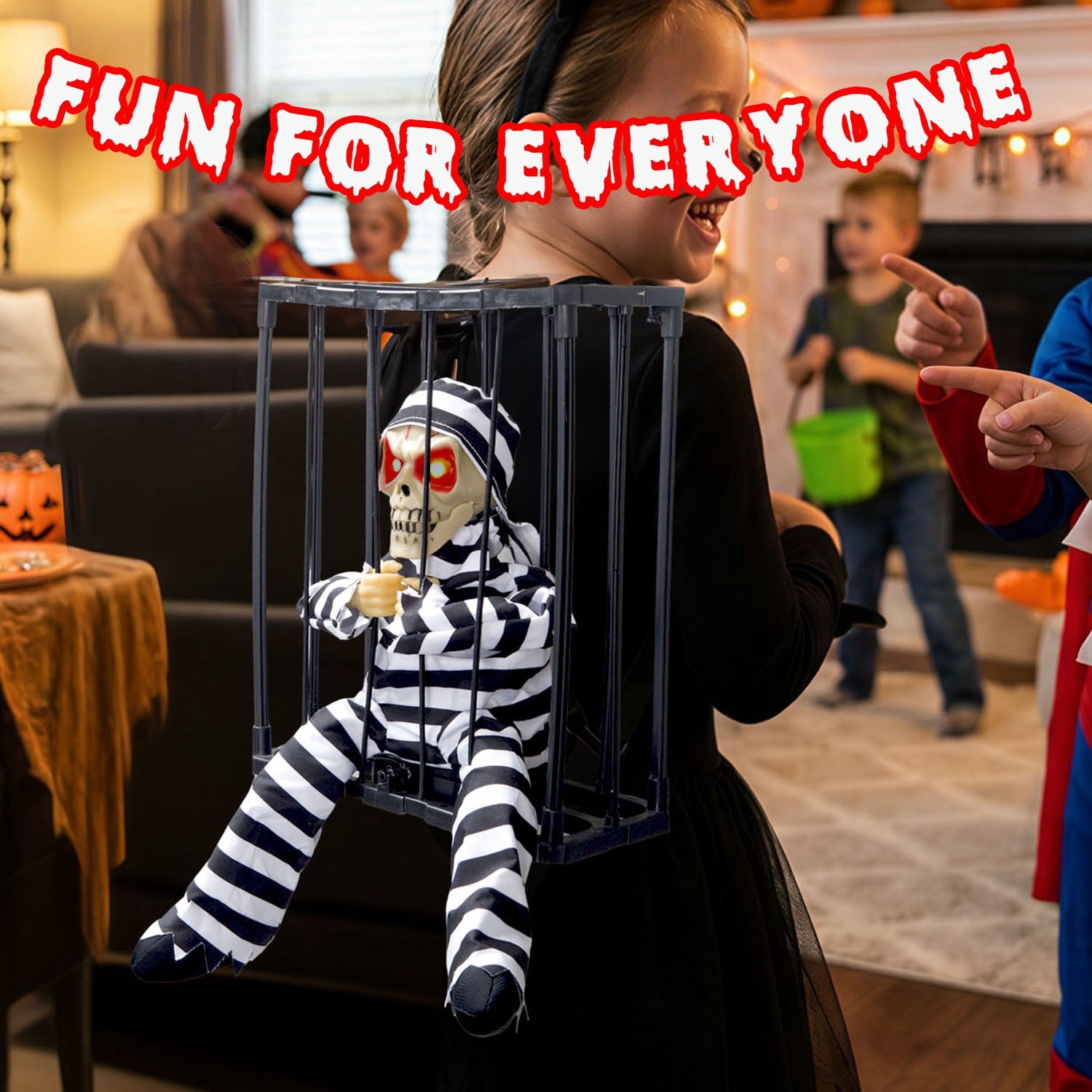 Magotan Screaming Animated Halloween Decorations, Outdoor Indoor Hanging Spooky Halloween Decoration, Scary Ghost Cage with Motion Sensor