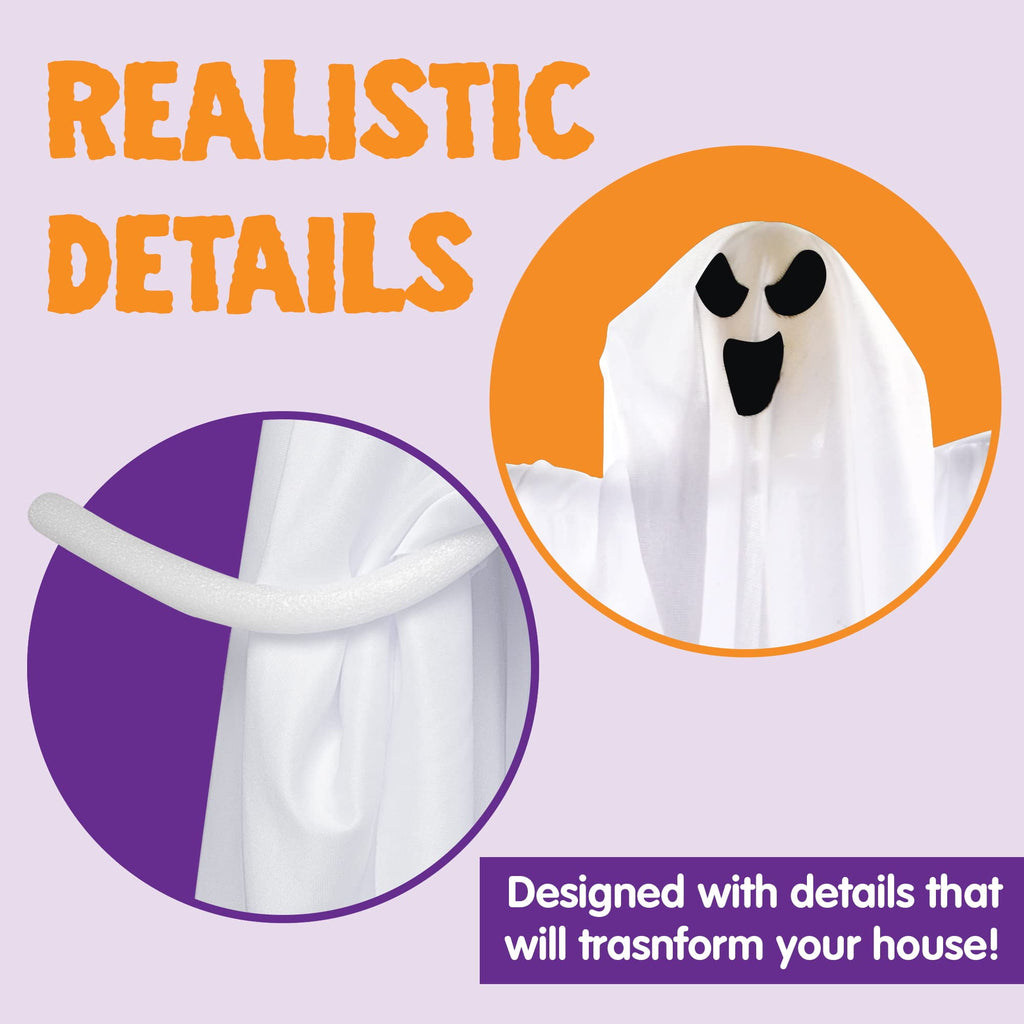Joyfy 3 Pack Halloween Hanging Ghosts Decorations,27.5" Cute Scary Flying Ghosts Outdoor Hanging Halloween Decorations Yard Decorations