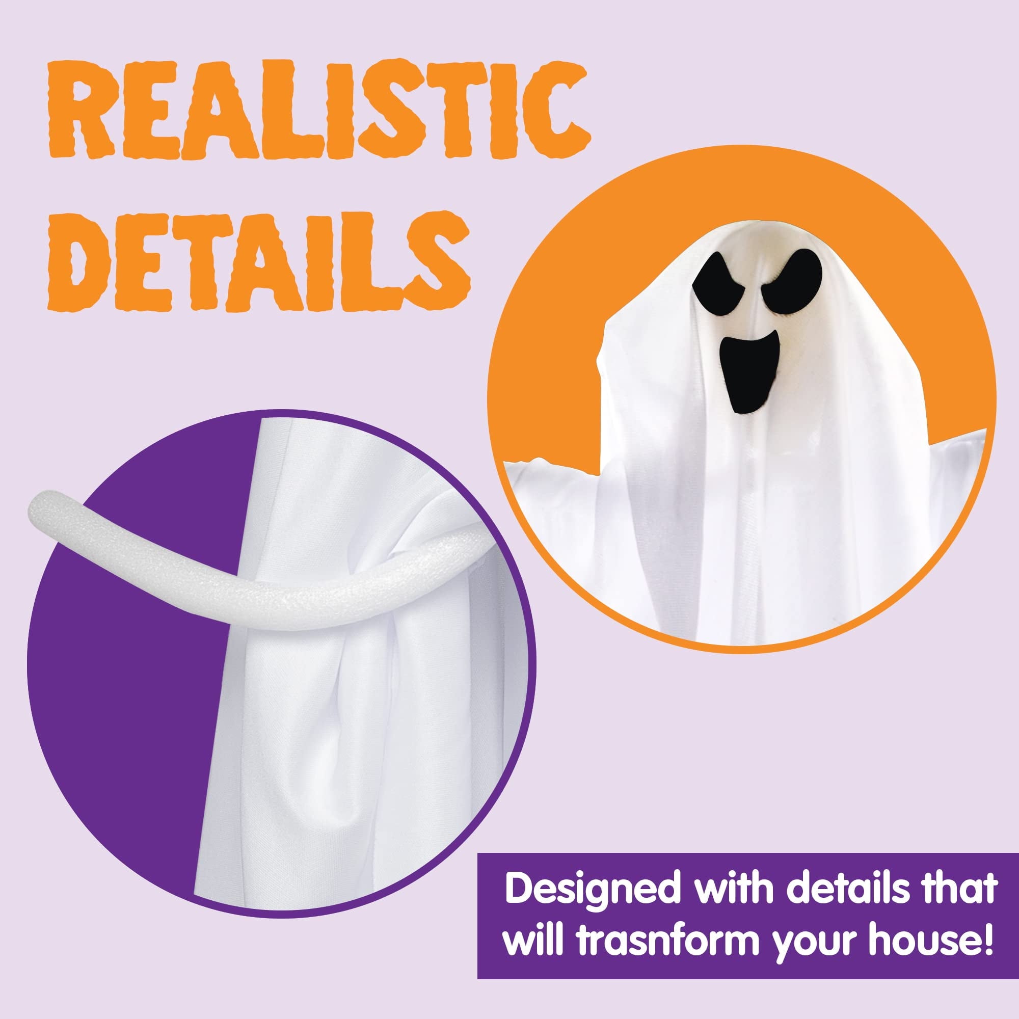 Joyfy 3 Pack Halloween Hanging Ghosts Decorations,27.5" Cute Scary Flying Ghosts Outdoor Hanging Halloween Decorations Yard Decorations