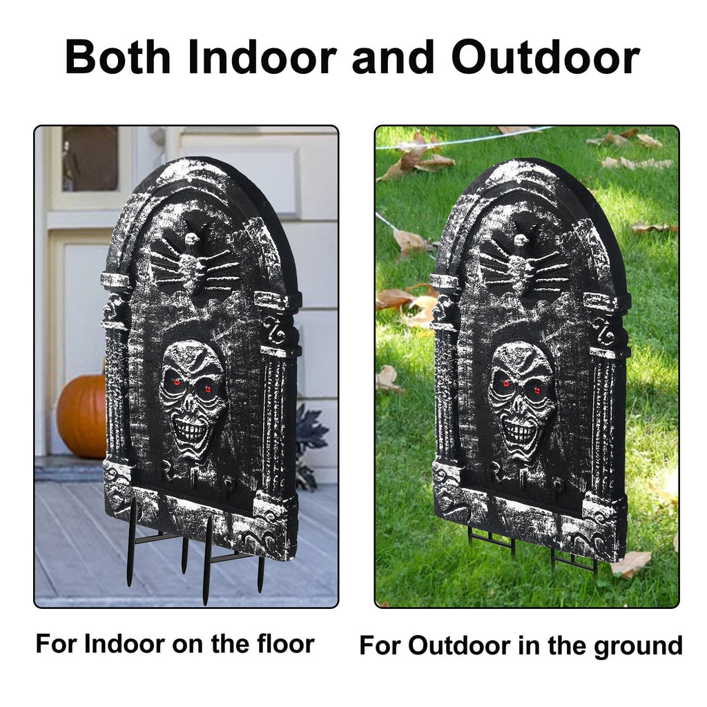 Gamexcel 3-Pack Large 17" Halloween Foam RIP Tombstones with Stakes - Graveyard Lawn Decorations for Spooky Haunted House Decor