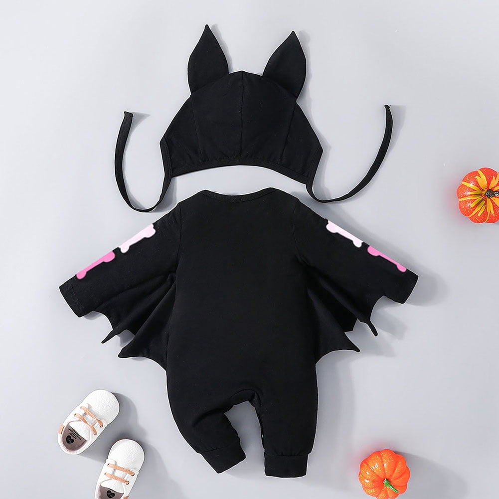 WIBACKER My First Halloween Costume Newborn Infant Baby Girl Boys' Skeleton Print Jumpsuit Onesies Hat Set