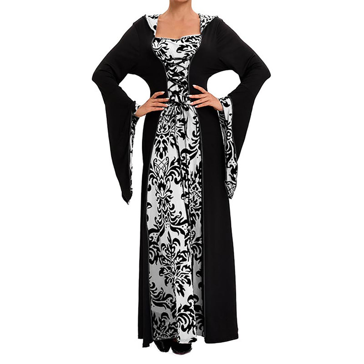 LYXSSBYX Maxi Dresses for Women Women's Long Sleeve Neck Dress Floor Length Cosplay Dress Plus Size Dress