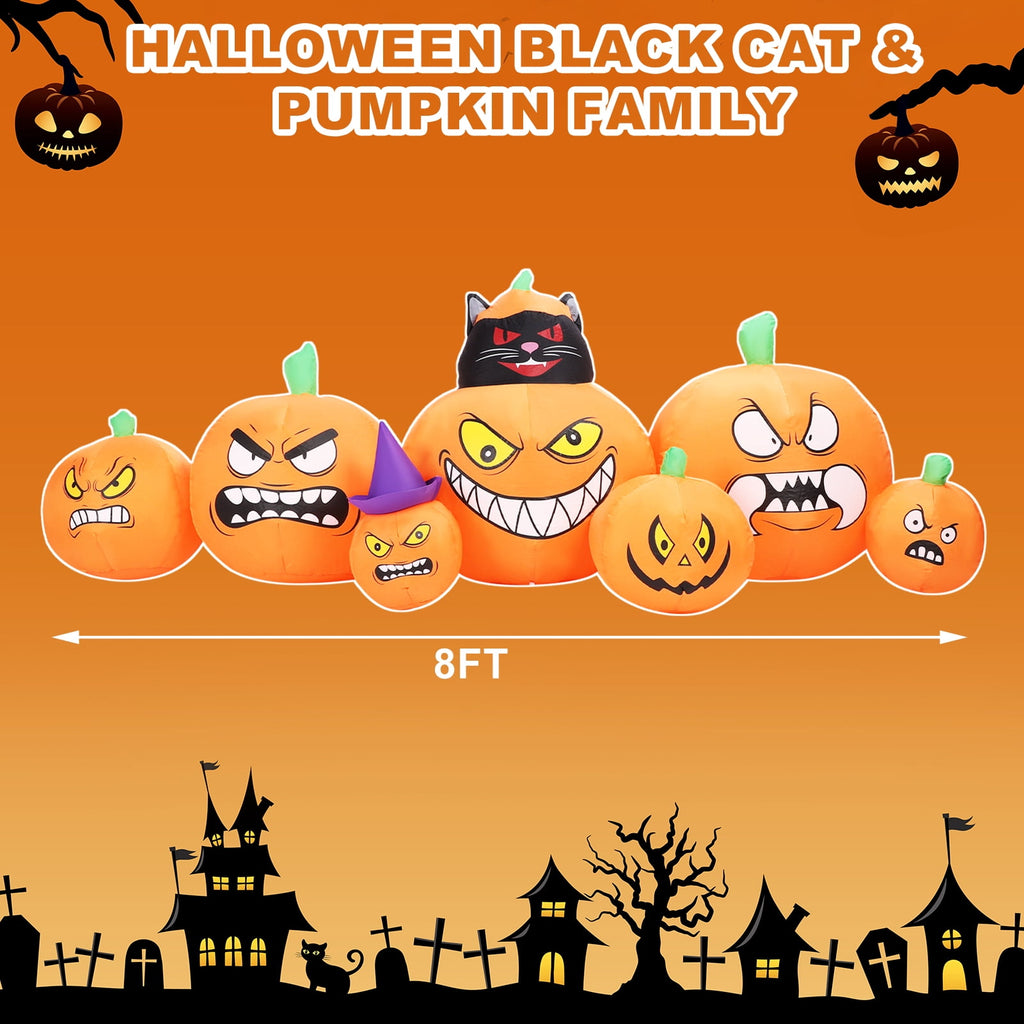 6 FT Halloween Inflatables Stacked Pumpkins Ghost with Build-in LEDs for Porch,Halloween Pumpkin Decor Blow up Yard Decorations