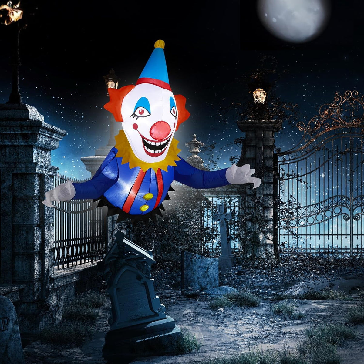 VINGLI Inflatable Halloween Outdoor Decorations Window Hanging,People Standable, Blow Up Yard Decorations, Built-in LED Lights Décor for Indoor Home Party Garden Lawn Store, 3.3FT Clown