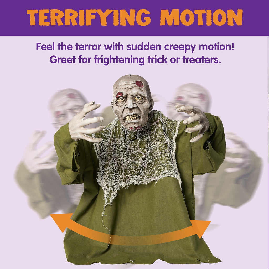 Joyfy Halloween Groundbreaker Animated Halloween Decorations Zombie with Crawling Creepy Animatronic Decorations with Movable Arms,Outdoor Scary Halloween Yard Decorations