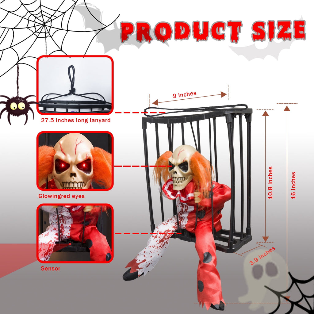 Magotan Screaming Animated Halloween Decorations, Outdoor Indoor Hanging Spooky Halloween Decoration, Scary Ghost Cage with Motion Sensor